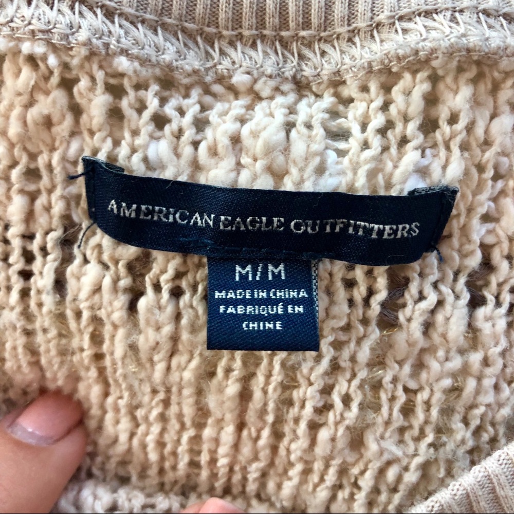 American Eagle Shimmery Pink Striped Sweater - Picture 3 of 5